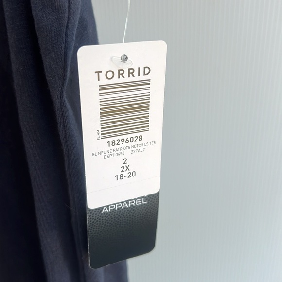 NEW Torrid NFL New England Patriots Classic Cotton Long Sleeve Tee 2X 18-20 - Picture 3 of 5